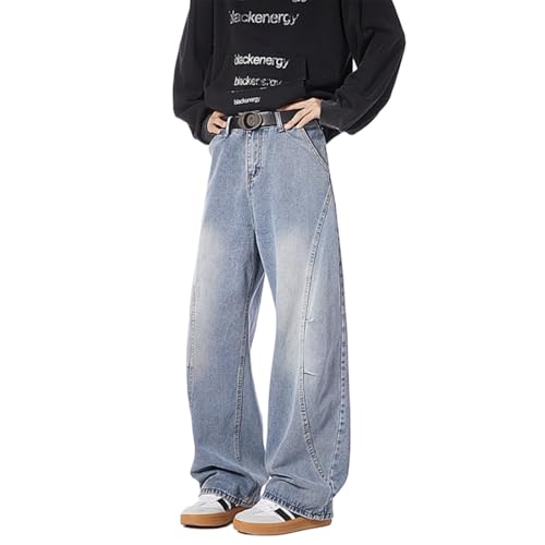 Men's American Cleanfit Wide Leg Jeans Loose Retro Curved Cut Pants for Summer Spring Autumn