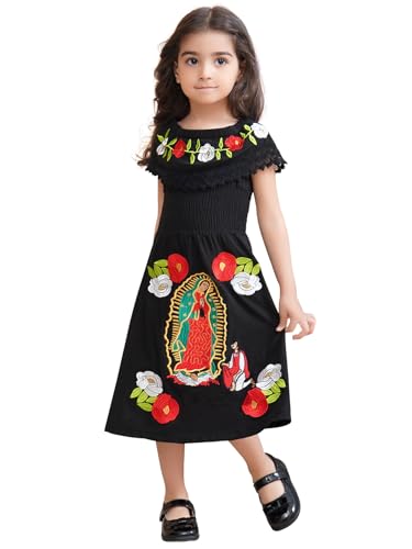 Image of Mexican Dress for Girls Traditional Vestidos Mexicanos Cinco de Mayo Embroidered Dresser Toddler Kids