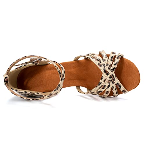 Swdzm T-WZSP802-GB-LEOPARD-8.5CM-41 Women Professional Latin Ballroom Dance Shoes Salsa Ballroom Dancing Shoes Practice Shoes,Leopard,8.5 Us thumb #2