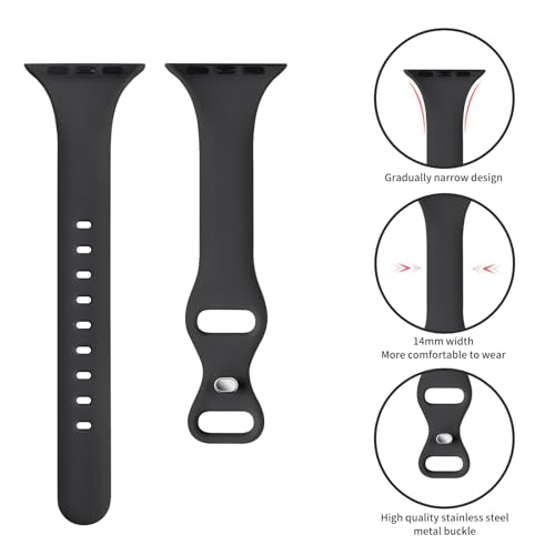 Image of Thin Slim Band Compatible with Apple Watch 38mm 40mm 41mm 42mm 44mm 45mm 46mm 49mm, Replacement Silicone Sport Strap for iWatch Series 11 /10 /9 /8 /7 /6 /5 /4 /3 /2 /1 Ultra SE Women Men, Anthracite
