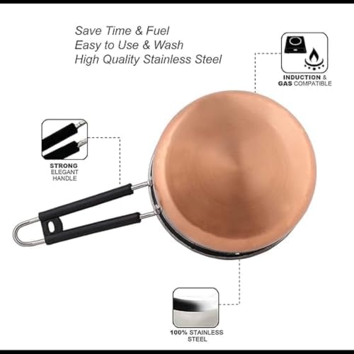 Image of Stainless Steel Saucepan Copper Bottom Induction Compatible Milk Pan 1 Pc