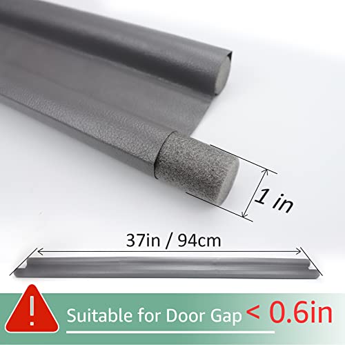 BLUEARKS Deurtochtstopper, onder deur tochtstopper voor bodem, dubbele deur tochtstopper, verstelbare deurveeg, deurgeluidsblokker koude lucht, 94 cm, grijs - Image 3