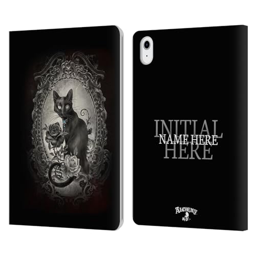 Étui en cuir Alchemy Gothic personnalisé avec nom pour iPad Air 11 : l'élégance du crâne noir