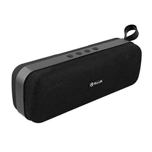TELLUR Loop Altavoz Bluetooth Potente Portátil, Estéreo, 10W, Tecnología True Wireless Stereo, Radio FM Portátil, Función Manos Libres, USB, Ranura MicroSD/TF, Jack AUX 3,5 mm, BT 5.0 (Negro)