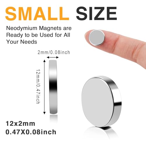 Image of TRYMAG 80Pcs, 12x2mm Small Round Magnets Disc Magnets for Crafts, Fridge, Whiteboard, Dry Erase Board, Dry Erase Board, Office