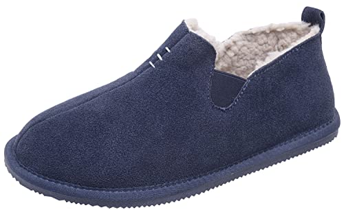 Lambland Men's Premium Sheepskin Slip On Bootie Slippers Hard Sole House Shoe Handcrafted Slipper Boots (Blue, uk_footwear_size_system, adult, men, numeric, medium, numeric_9)