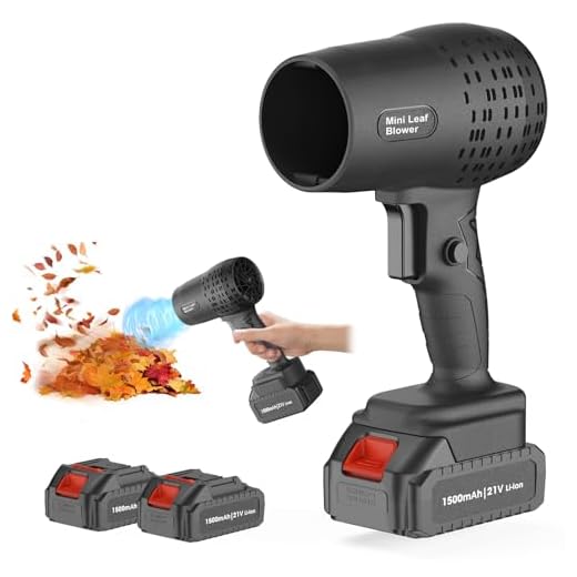 Leaf Blower with 21V*2 Pcs Batteries, 950000RPM Powerful Fan, High Variable Speed 200 MPH, Handheld Air Blower, Perfect for Car Drying, Patio Cleaning, Lawn Caring, Leaves Blowing (Black)