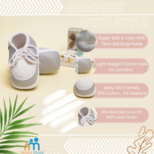 Image of Neska Moda 6 To 12 Months Baby Boys & Baby Girls Cotton Lace Booties