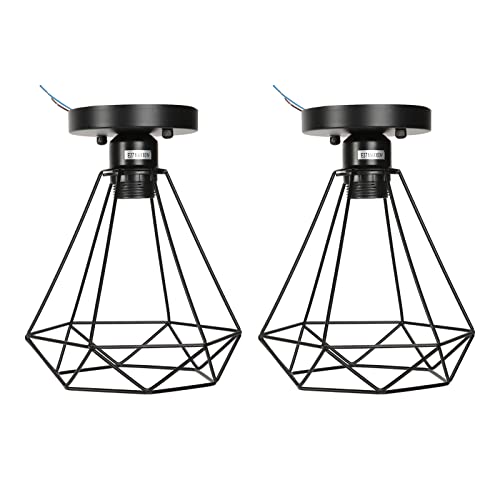 Pilipane Lamp Guard Ceiling Light, Ceiling Light Cage Guard Cover with Lamp Holder Base Vintage Industrial sty1e for E27 Bulbs