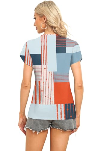 Image of Womens Petal Sleeve Tops Summer Trendy T Shirt Casual Loose Square Neck Button Blouse Tees