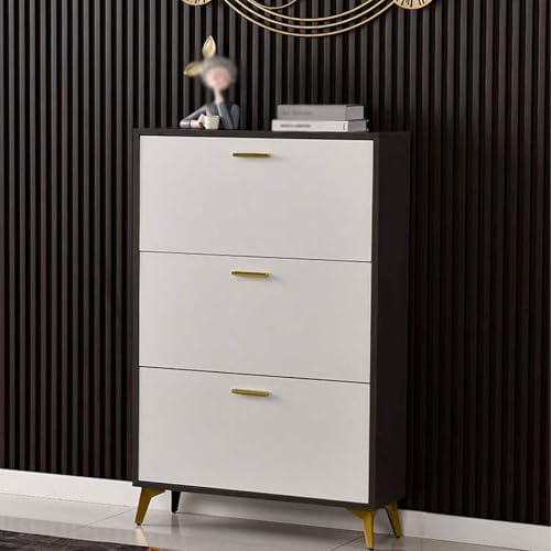 JHDXL Entrance Shoe Cabinet, Household Essentials, Wood Shoe Organizer, Space-Saving Shoe Storage, Suitable for Entrance, Living Room and Corridor(Black,60 * 17cm/23.6 * 6.7in)