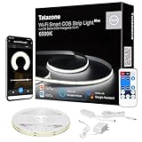 Tatazone 16.4ft 6500K WiFi COB Led Strip Light with App and Remote, Compatible with Alexa and Google, Dimmable Cool White Indoor COB Led Lights for Stair, Kitchen, Cabinet