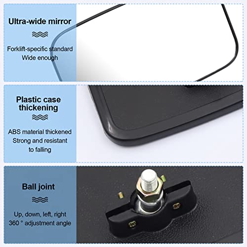 Biqing Forklifts Side View Mirror Rear View Mirror (4 5/8"x8") 360° Adjustable Blind Spot Mirror Rectangle for Tractors Forklifts,2PCS - Image 4