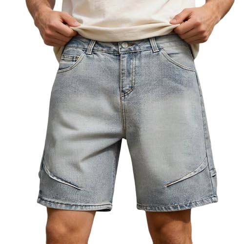 Short en jean décontracté pour homme ample style cargo à cinq poches