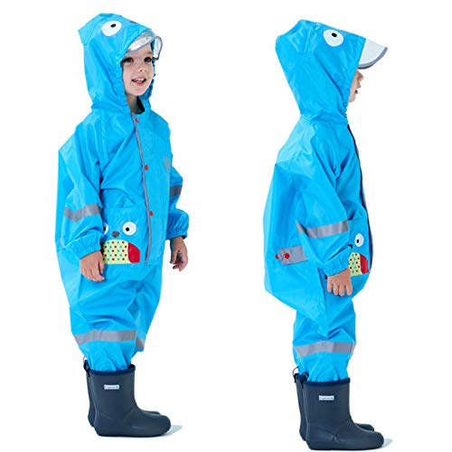 Kids One Piece Rain Suit Boys Girls Waterproof Rainsuit Toddler Rain Coat Coverall3