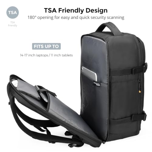 Image of Swissdigital Design Travel Laptop Backpack 43l with USB Charging Port,TSA Friendly Flight Approved Carry-on Luggage Hand,Business Backpack,Large Weekender Bag Fits 17 Inch Laptop Black | SD1748-01