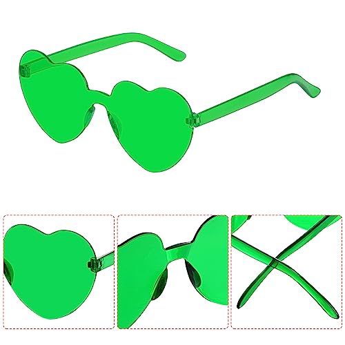 Bantoye 12 Pcs Heart Shaped Sunglasses Colorful Trendy Rimless Sunglass Candy Color Party Favors for Women, Multicolor 13