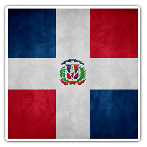 Pegatinas cuadradas (juego de 2) 10 cm, diseño de bandera de la República Dominicana, estilo...