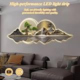 3D Wall Hanging Art with LED Light – Modern Chinese Landscape Decor,art with warm lights,wall decorative suitable for living room,bedroom and office(B,150 * 50cm/59.1 * 19.7in)
