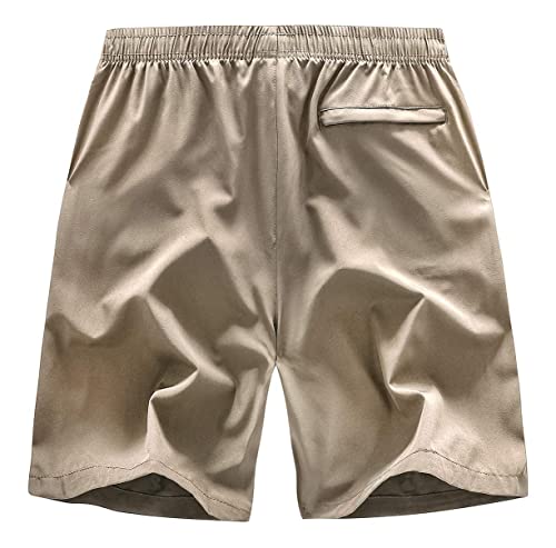 Exeke Men's Quick Dry Running Shorts Lightweight Gym Workout Shorts With Zipper Pockets 252-5Xl/Khaki 38-40 #TOP1