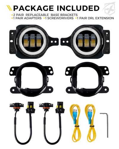 Image of 300% Bright 60W LED Fog Lights w /DRL Compatible with 18+ Jeep JL JT, Yellow