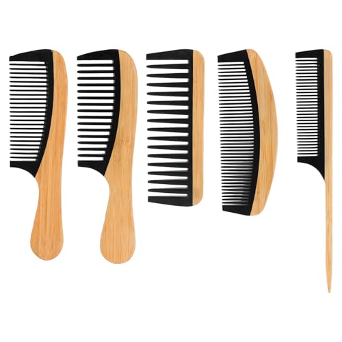 Set de 5 peines antiestáticos de bambú naturales