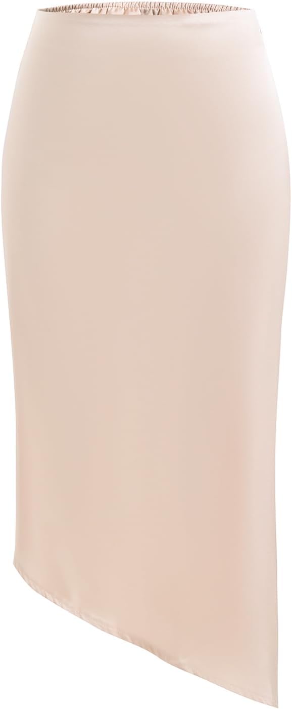 Women's Asymmetric Hem Elegant Skirts High Waist Skirt Business Work Outfits