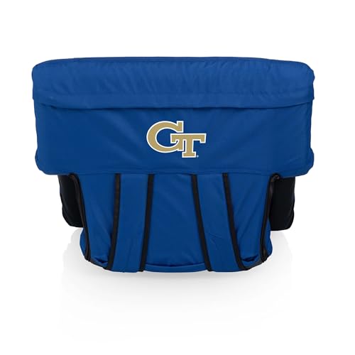 Image of Picnic TIME NCAA Georgia Tech Yellow Jackets Ventura Stadium Seat for Bleachers with Back Support, Reclining Padded Bleacher Chair, Has 6 Positions & Armrests, Wide Seat with Straps, (Navy Blue)