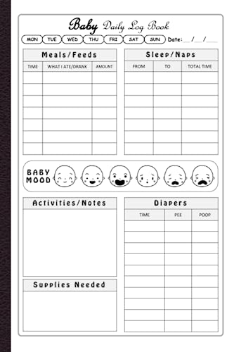 Image of Baby Daily Log Book: Record Feed, Sleep, Naps, Diapers, Activities And Supplies Needed | Perfect For New Parents Or Nannies