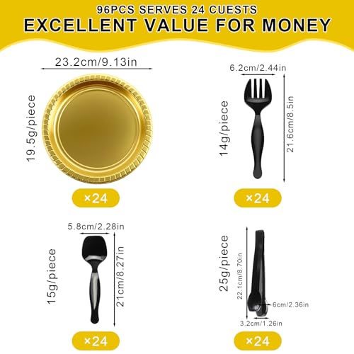 Set de utensilios para servir 96 piezas negro miniatura 2