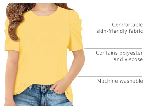 Image of Imily Bela Kids Girls Puff Short Sleeve T Shirts 5-14 Years | Summer, Casual, Crewneck, Fashion Tops