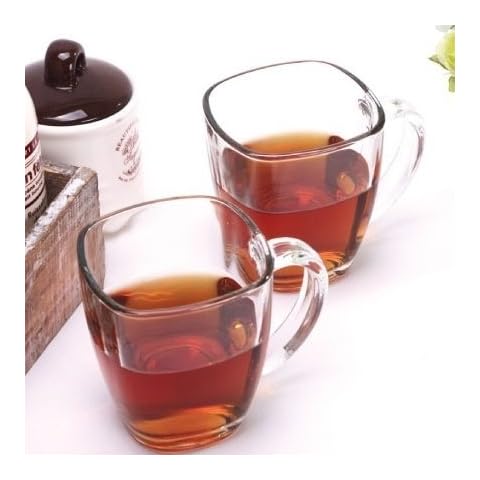 SQUARE ORIGINAL 6 Crystal Glass Mugs (Set of 6) for Tea and Coffee 175 ml Cover