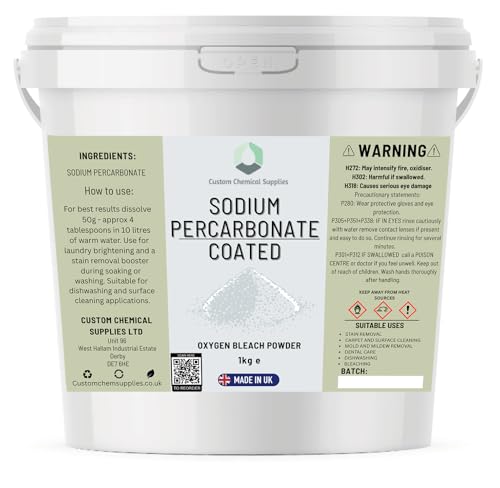 Customchem 1KG - Sodium Percarbonate Pure Granular Coated Oxygen Bleach Cleaner Stain Remover