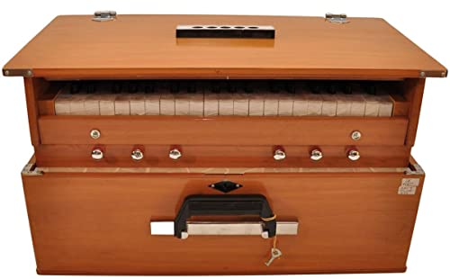 440Hz Bhajan Kirtan Yoga Harmonium 3¼ Octave - Classic Natural Pine Wood Polishing - Portable, Foldable, 6 Plugs #TOP2