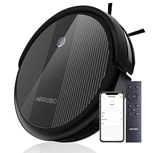 AIRROBO Robot aspirador P10, aspirador robótico de succión fuerte, funciona con Alexa, WiFi conectado, auto carga, 4 modos de limpieza, delgado, negro Cover
