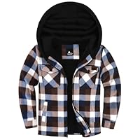 JACKETOWN Boys Fleece Jacket Kids Winter Warm Zipper Hoodie Plaid Sherpa Lined Sweatshirt Casual Hoodie for Boys Girls Age 6-15 Years