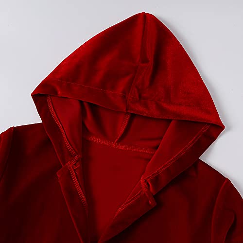 MYGBCPJS Boys Girls Velvet Christmas Hooded Bathrobe Matching Sash Little Kids Ruffle Long Sleeve Xmas Pajamas Pjs Sleepwear3