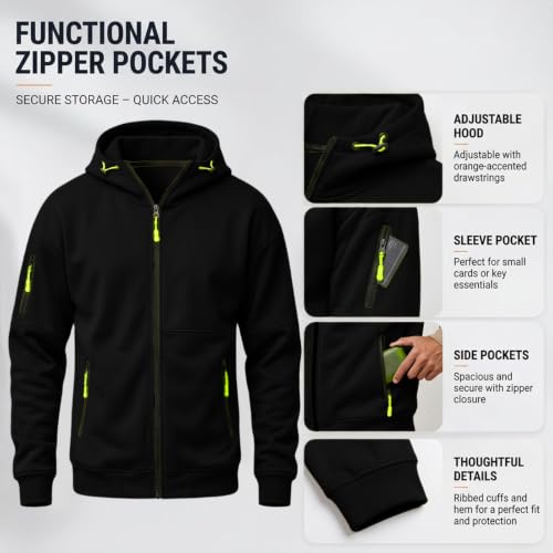 Tactical Hoodies for Men Cargo Hoodie Fleece Hooded Sweatshirt Sweat Shirt - image 6