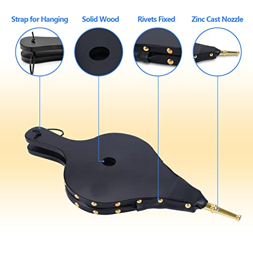 Foedo Bellows for Fire Pit,17"x 7.5" Bellows for Wood Stove Camping, Fireplace Blower with Hanging Strap,Cast Nozzle Fireplace Bellows Indoor(Black) by foedo - Image 3