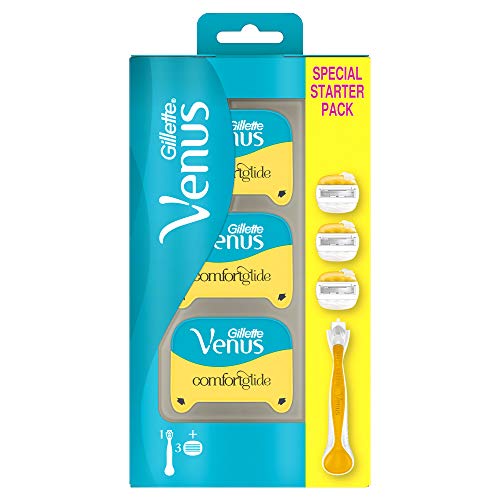 Gillette Venus Comfortglide with Olay 2-in-1 Women's Razor + 2 Blade Refills with Shaving Gel Bars - Special Starter Pack