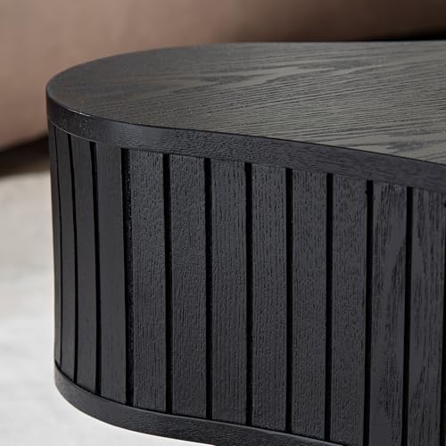 Modern Irregular Shaped Coffee Table for Cozy Living Spaces, Sturdy Wooden Base, Drinks and Decor, Black - Image 5