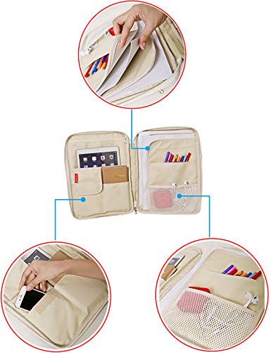 El-fmly Reise-Dokumenten-Organizer, A4-Dokumentenhalter, Reißverschluss, Portfolio-Organizer, tragbare Mappe, Tasche für Büro, Business, Schwarz