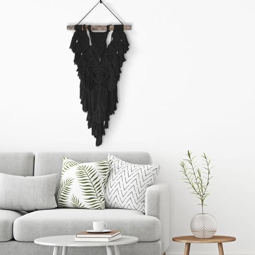 Image of ZUEXT Macrame Cord, Black, 4mm x 547yds Cotton String Macrame Yarn | Natural Handmade, 4 Strands Twisted Cotton Rope, for Craft Wall Hanging Weaving Tapestry Dream Catchers Hanger DIY Gift, 500m