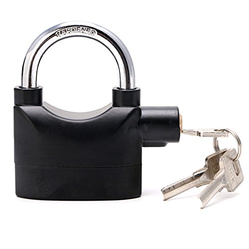 TRIXES 110db Alarmed Heavy Duty Weatherproof Short Shackle Padlock