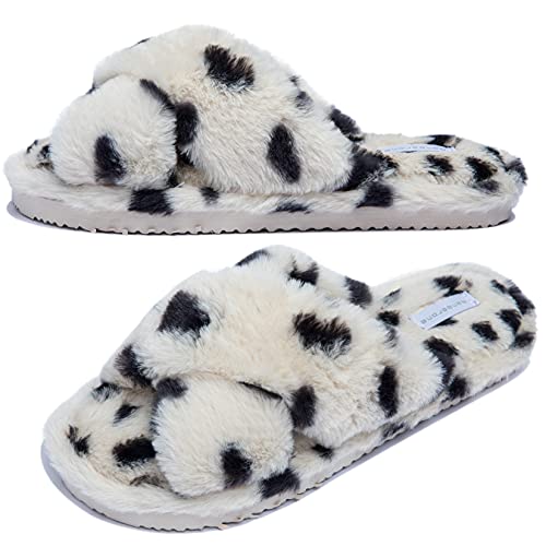 Ranberone Femmes Chaussons à Bout Ouvert Pantoufles Maison Chaussons en Mousse à Mémoire en Fourrure Chaude d'hiver Chaussons Antidérapantes pour Intérieur et Extérieur Point 42 Cover