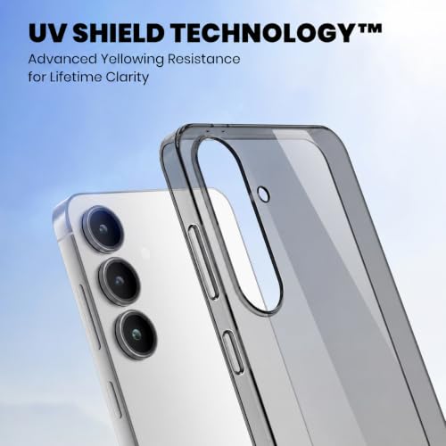 Image of VONZEE Compatible with Samsung Galaxy S24 5G Back Cover Case Clear,[ Anti Yellow ][Military Grade Protection] Hard PC Back Cover Transparent-Black