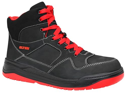 ELTEN Sicherheitsschuhe Maverick Black-red Mid ESD S3S, Damen und Herren, Leder,...