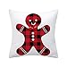 Nunubee Série De Noël Courte Taie d'oreiller en Peluche 45X45Cm Canapé Décoration De Bureau Housse De Coussin Motif De Poupée De Noël (Treillis)