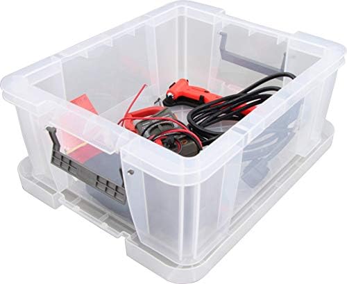 Whitefurze Allstore Container with Silver Clamp, Plastic, Natural, 24 Litre