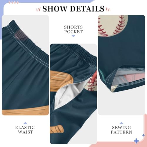 ZZXXB Baseball and Bat Boys Long Pants Soft Trousers Elastic Waist Kids Lounge Bottoms with Pockets S-XL4